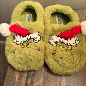 Green Grinch Slippers with Santa Hat